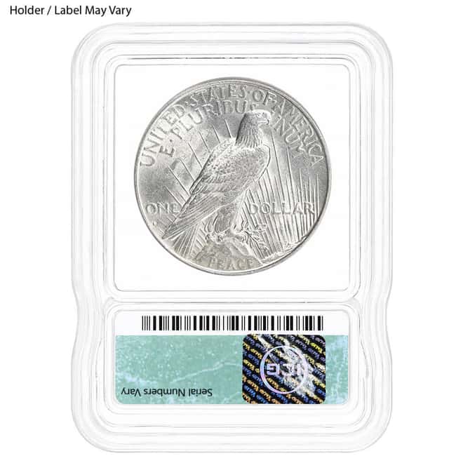 1922-1935 Peace Silver Dollar $1 ICG MS 62 (Random Year)