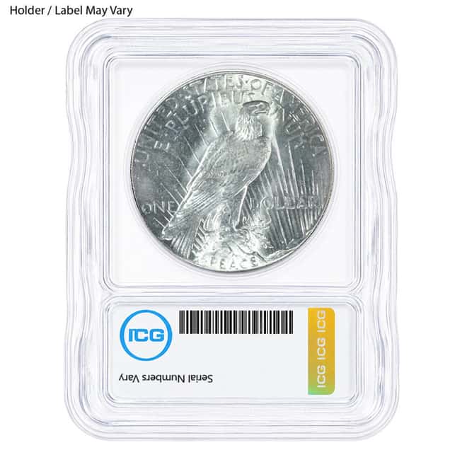 1922-1935 Peace Silver Dollar $1 ICG MS 63 (Random Year)