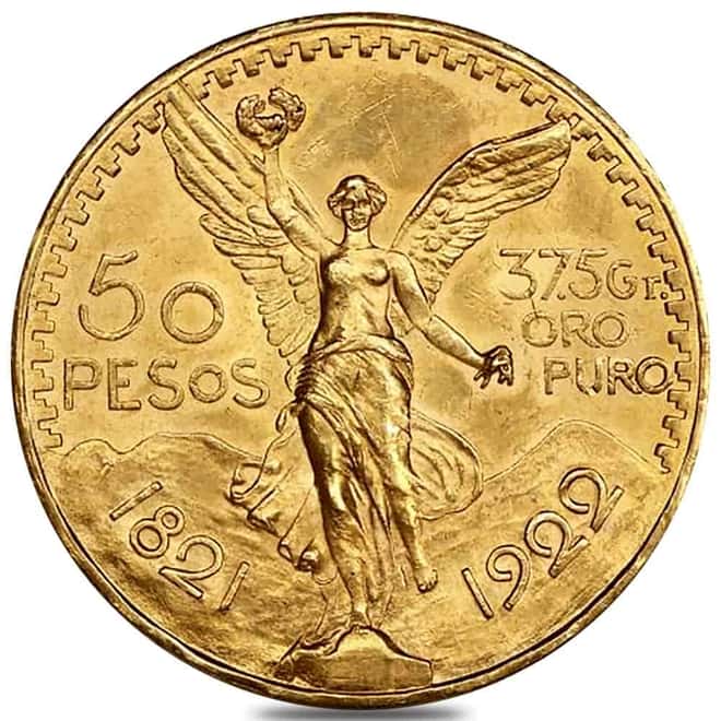 1922 Mexico 50 Pesos Gold Coin BU