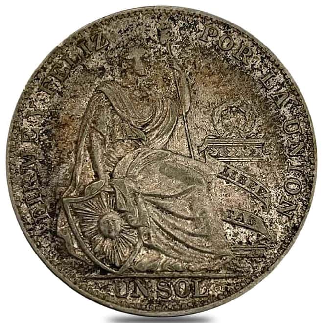 1923-1935 Peru 1 Sol Silver Coin Avg Circ ASW .4019 oz (Random Year)