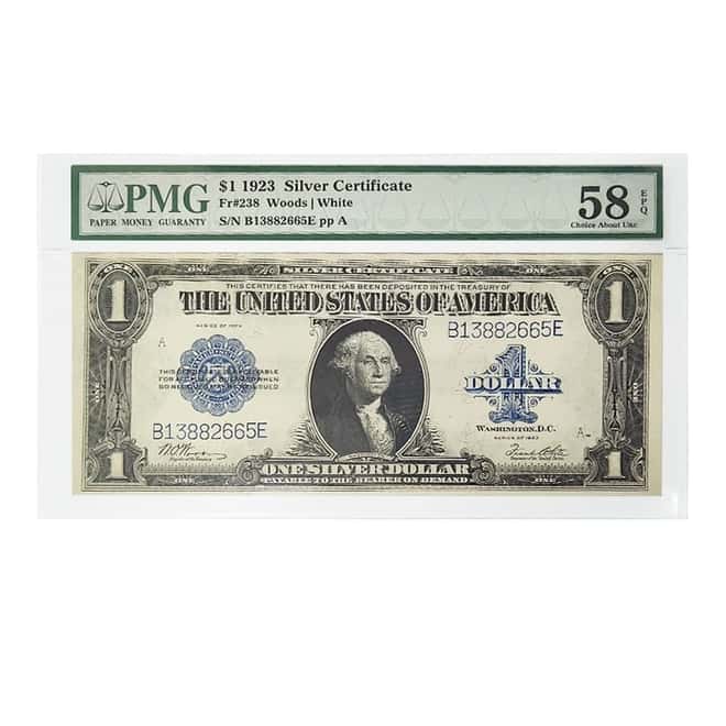 1923 $1 Silver Certificate Currency Note Woods White PMG AU 58 EPQ
