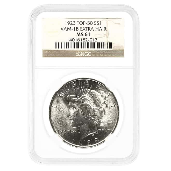 1923 Peace Silver Dollar $1 VAM 1B Extra Hair NGC MS 61