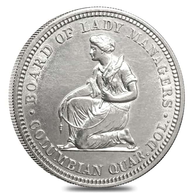 1893 Isabella Quarter Dollar 90% Silver Commem Unc Cleaned