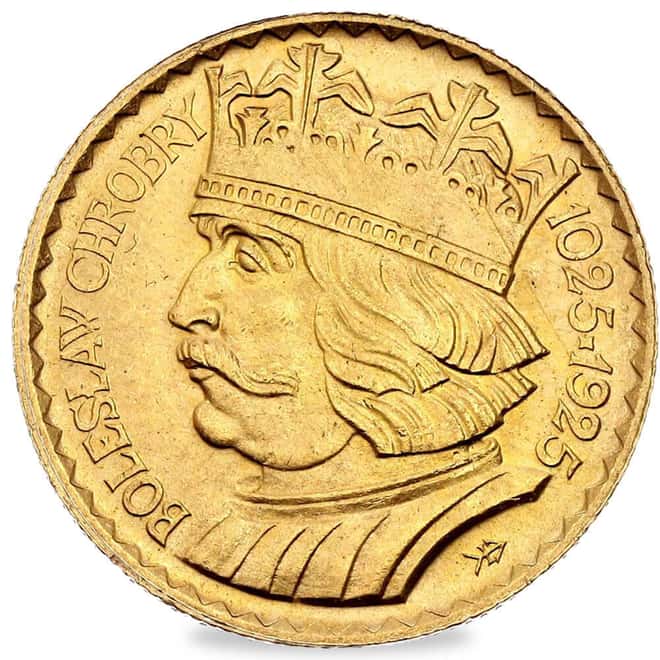 1925 Poland 10 Zlotych Boleslaw I Gold Coin AU/BU
