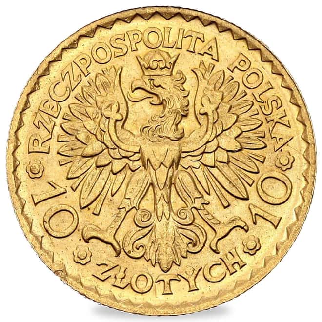 1925 Poland 10 Zlotych Boleslaw I Gold Coin AU/BU
