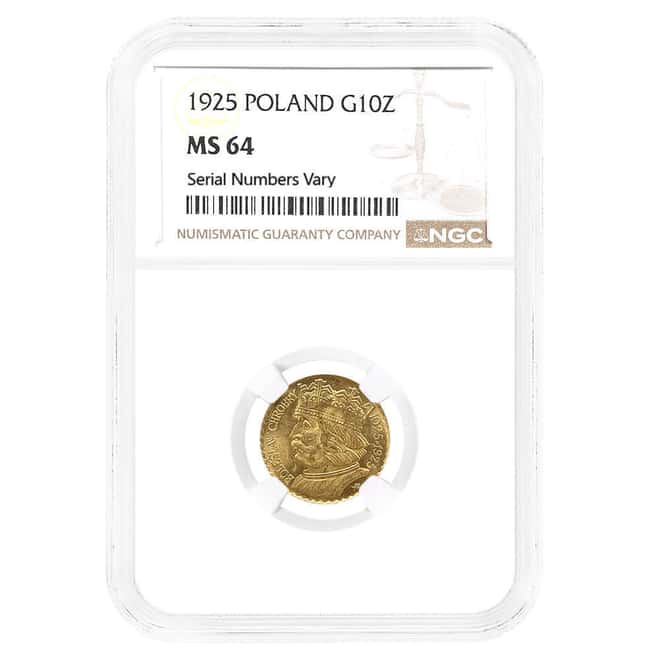 1925 Poland 10 Zlotych Boleslaw I Gold Coin NGC MS 64