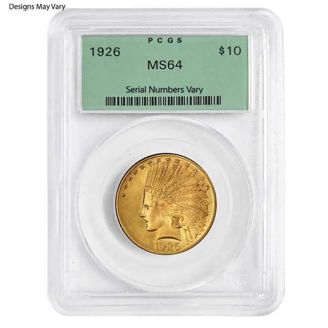 1926 $10 Indian Head Eagle Gold Coin PCGS MS 64