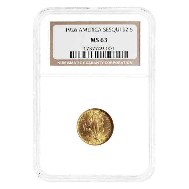 1926 $2.50 American Sesquicentennial Gold Coin NGC MS 63