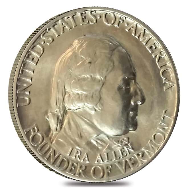 1927 Founder of Vermont Half Dollar 90% Silver Commem BU