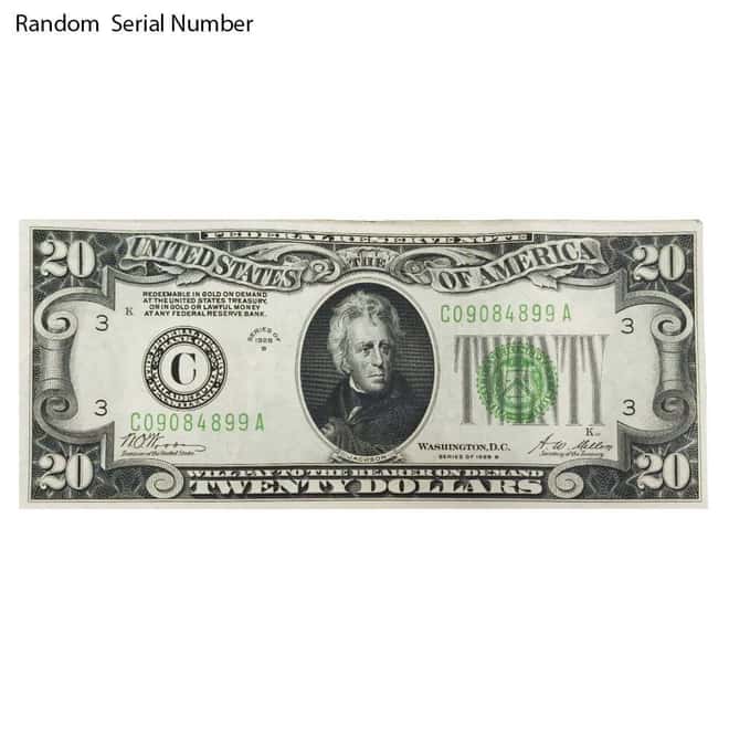 1928 $20 Federal Reserve Note United States AU/CU
