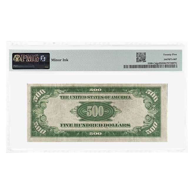 1928 $500 Federal Reserve Currency Note Philadelphia PMG VF 25 (Minor Ink)