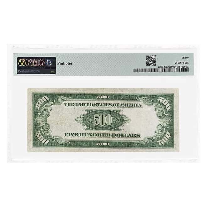 1928 $500 Federal Reserve Currency Note Philadelphia PMG VF 30 (Pinholes)
