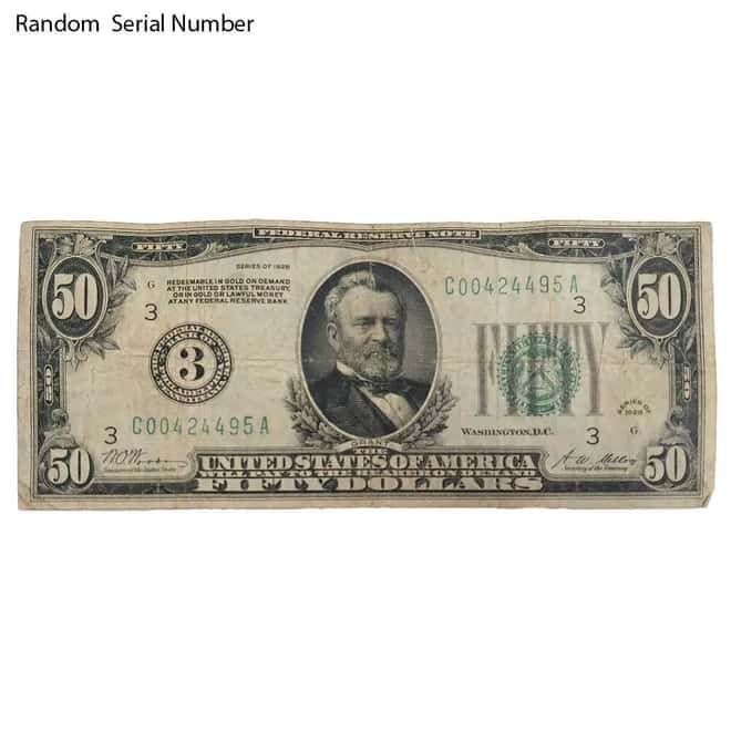 1928 $50 Federal Reserve Note United States Avg Circ