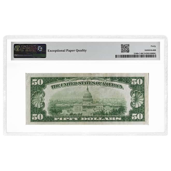 1928 $50 Federal Reserve Note Philadelphia PMG XF 40 EPQ