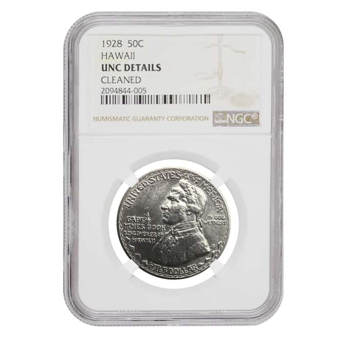 1928 Hawaii Half Dollar 90% Silver Commem NGC UNC Details