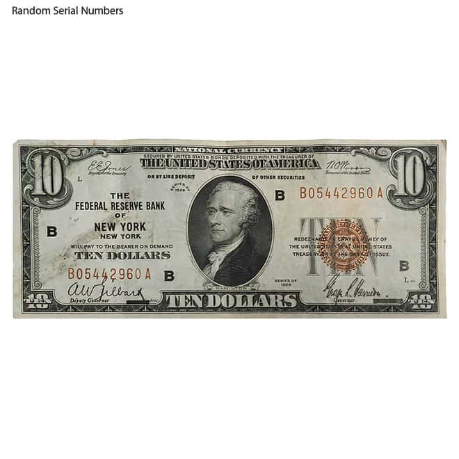 1929 $10 National Currency Note New York Avg Circ