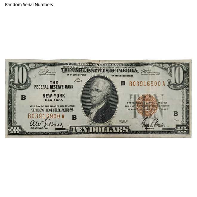 1929 $10 National Currency Note New York Avg Circ