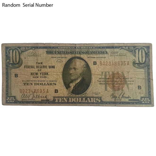 1929 $10 National Currency Note New York Cull