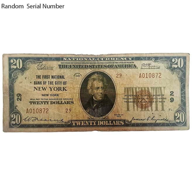 1929 $20 National Currency Note Cull