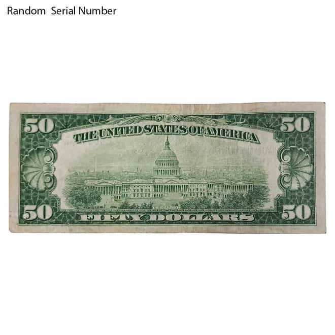 1929 $50 US National Currency Note Brown Seal Avg Circ (Random City)