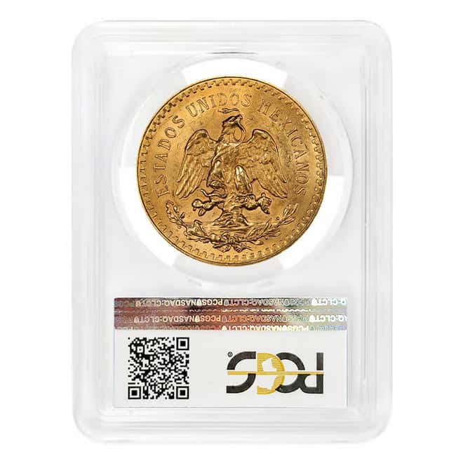 1929 Mexico 50 Pesos Gold Coin PCGS MS 63