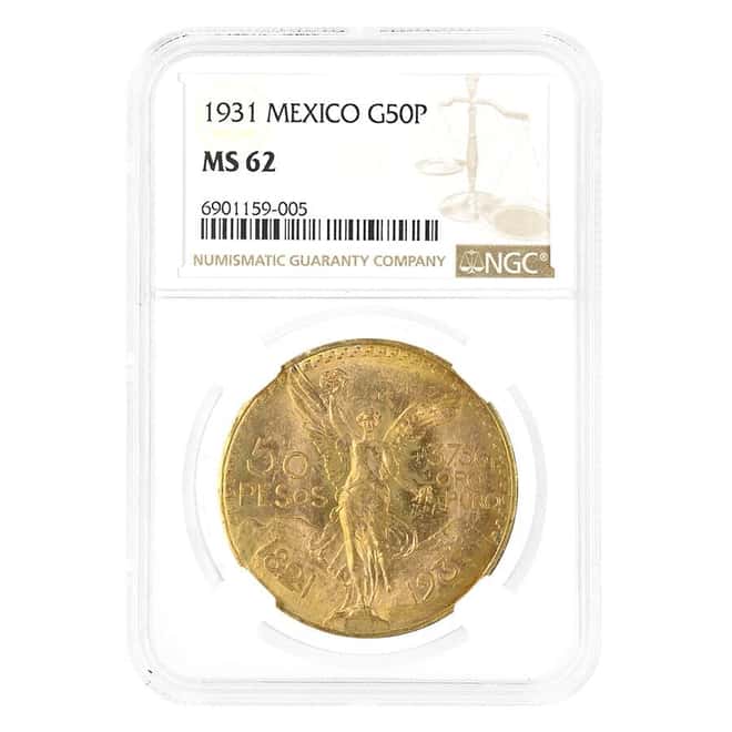 1931 Mexico 50 Pesos Gold Coin NGC MS 62