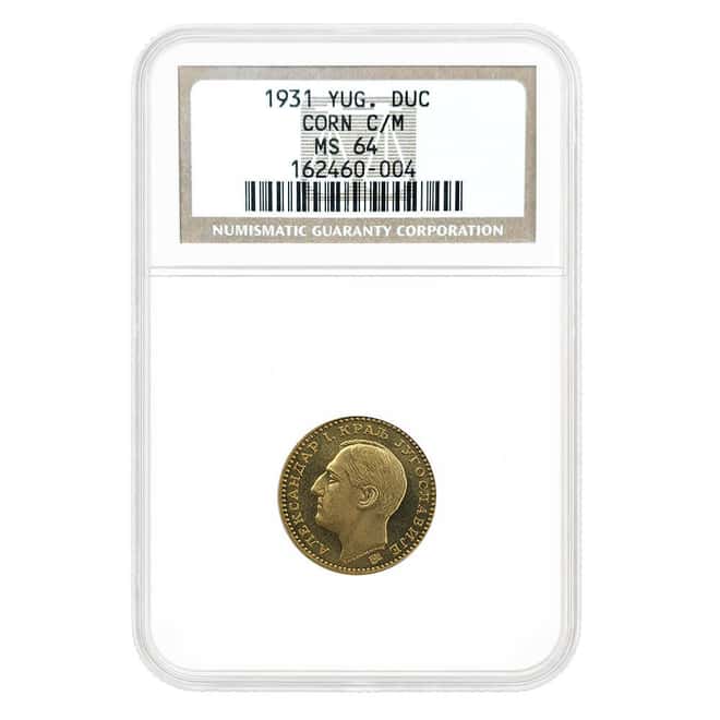 1931 Yugoslavia 1 Dukat Alexander I Gold Coin NGC MS 64
