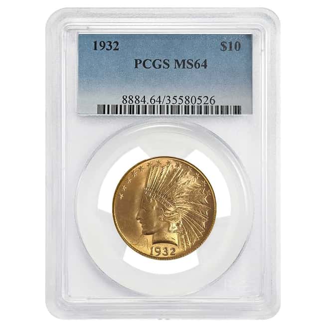 1932 $10 Indian Head Eagle Gold Coin PCGS MS 64