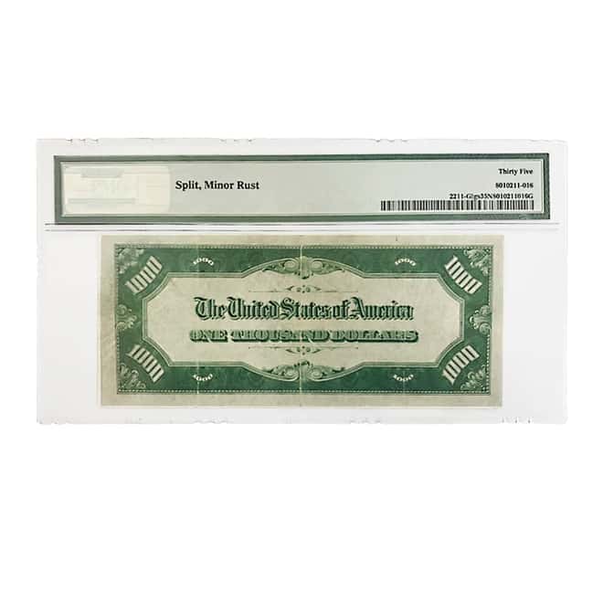 1934 $1000 Federal Reserve Note Chicago Julian Morgenthau PMG NET VF 35