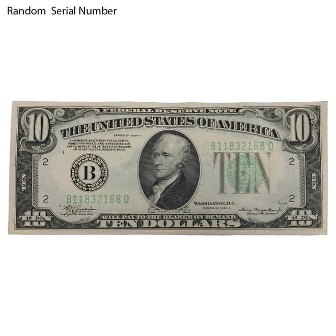 1934 $10 Federal Reserve Note United States AU/CU