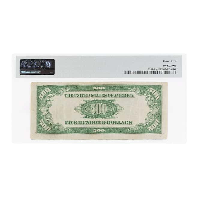 1934 $500 Federal Reserve Currency Note Boston PMG VF 25