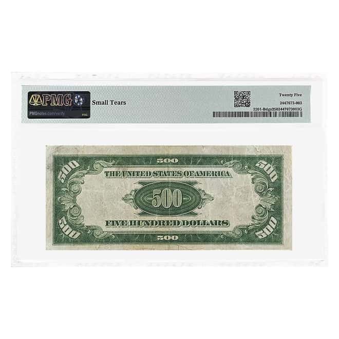 1934 $500 Federal Reserve Currency Note New York PMG VF 25 (Small Tears)