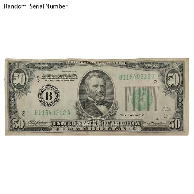 1934 $50 Federal Reserve Note United States Avg Circ