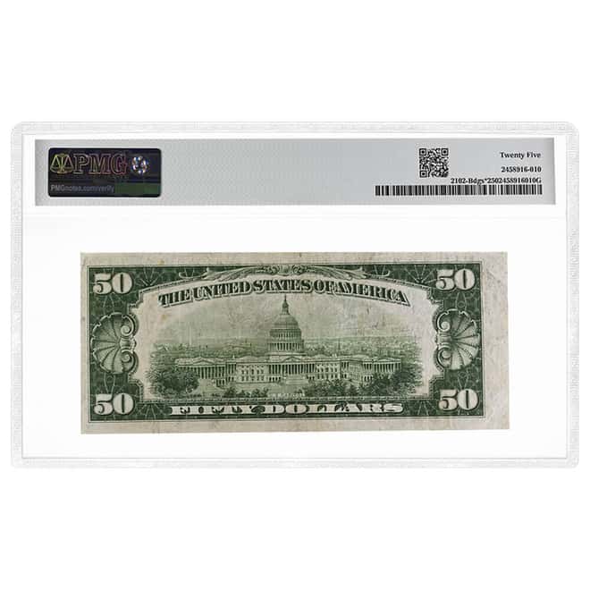 1934 $50 Federal Reserve Note New York Star Note PMG VF 25