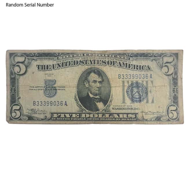 1934 $5 Silver Certificate Currency Note Cull