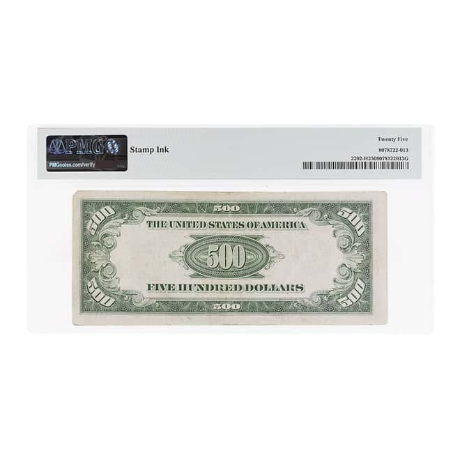 1934 A $500 Federal Reserve Currency Note St. Louis PMG VF 25 (Stamp Ink)