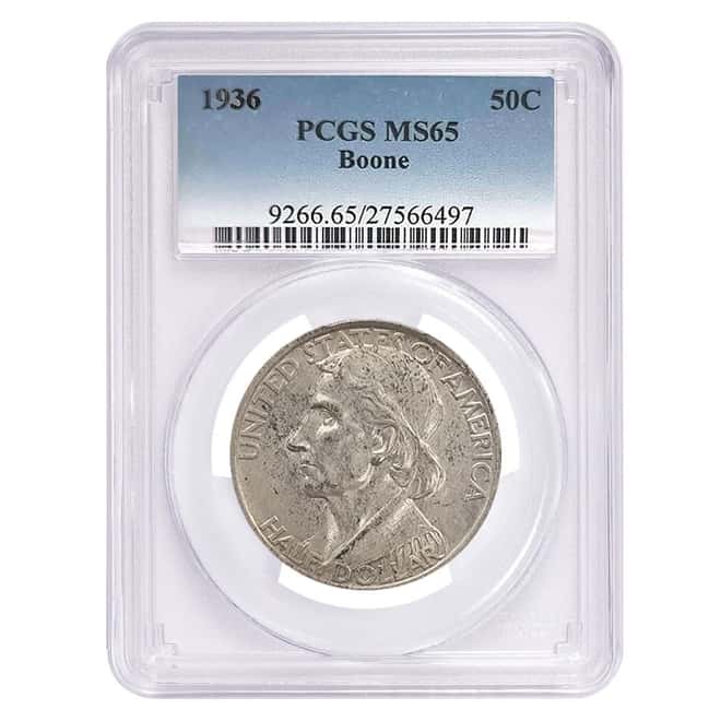 1936 Boone Half Dollar 90% Silver Commem PCGS MS 65