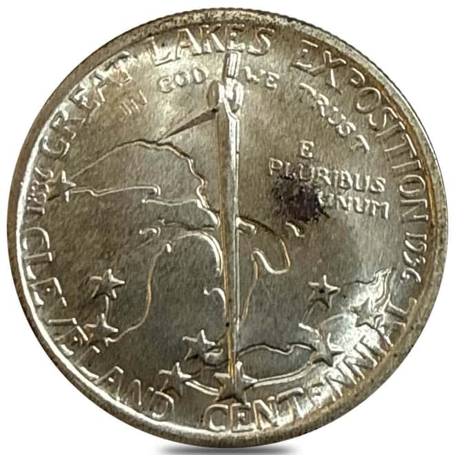 1936 Cleveland 90% Silver Half Dollar 50C Commemorative Coin AU/BU