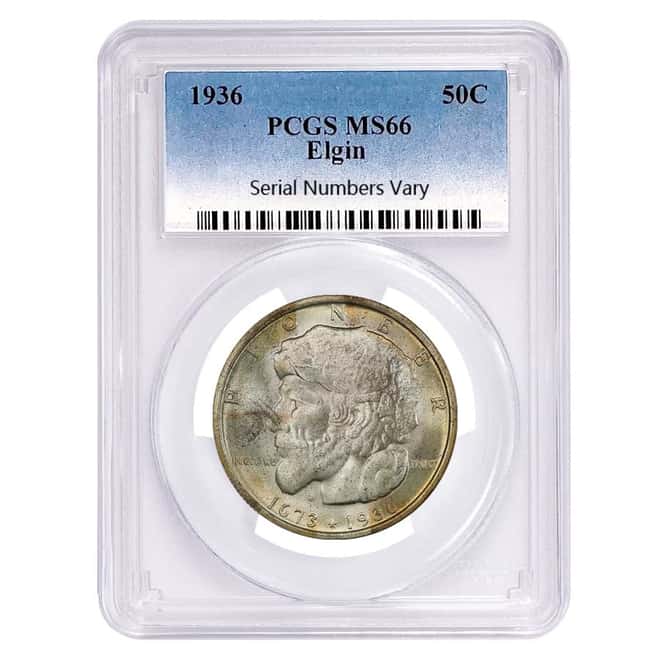 1936 Elgin Half Dollar 90% Silver Commem PCGS MS 66