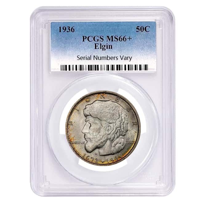 1936 Elgin Half Dollar 90% Silver Commem PCGS MS 66+