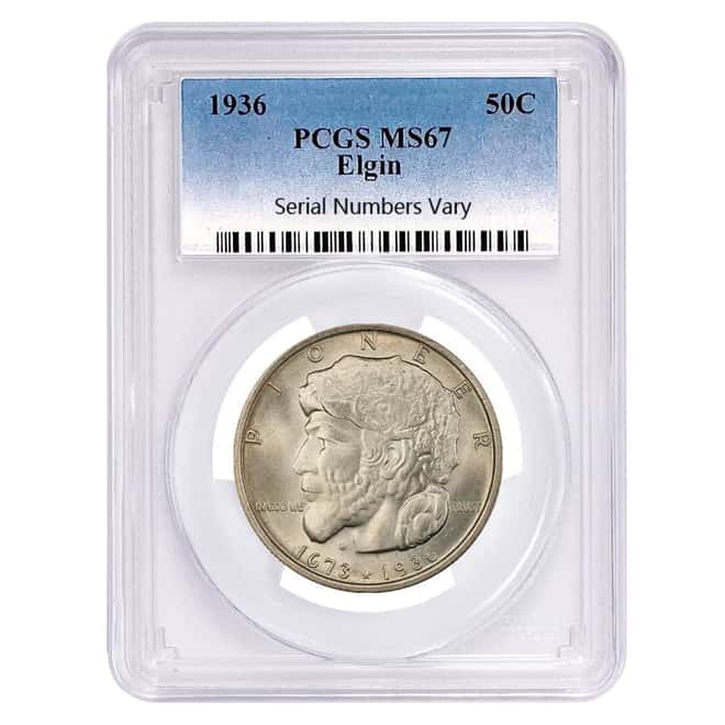 1936 Elgin Half Dollar 90% Silver Commem PCGS MS 67