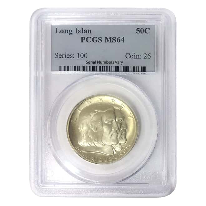 1936 Long Island Half Dollar 90% Silver Commem PCGS MS 64