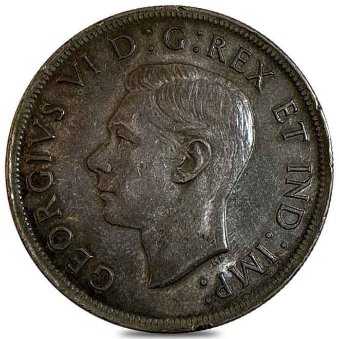1937-1947 Canada George VI Silver Dollar Avg Circ (.800 Fine)
