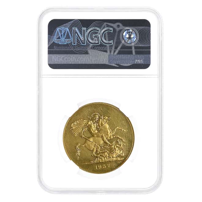 1937 Great Britain George VI 5 Pound Sovereign Proof Gold Coin NGC PF 61