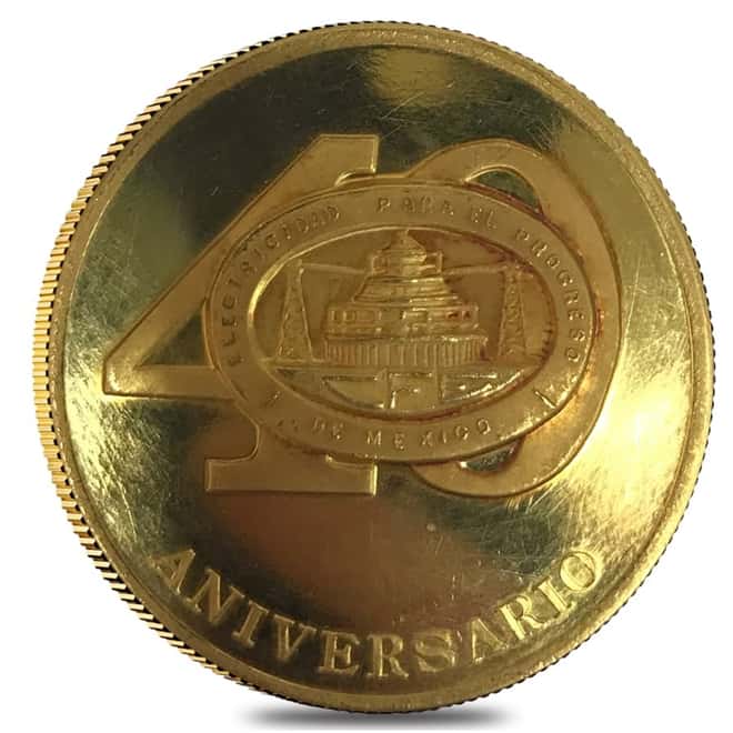 1977 Mexico Lazaro Cardenas 40th Anniv of Energy Reform Gold Medal AGW 1.2057 oz (Scruffy)
