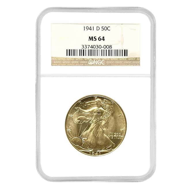 1941-D Walking Liberty Silver Half Dollar 50C NGC MS 64