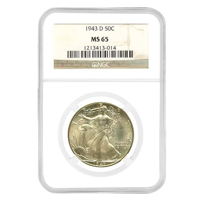 1943-D Walking Liberty Silver Half Dollar 50C NGC MS 65