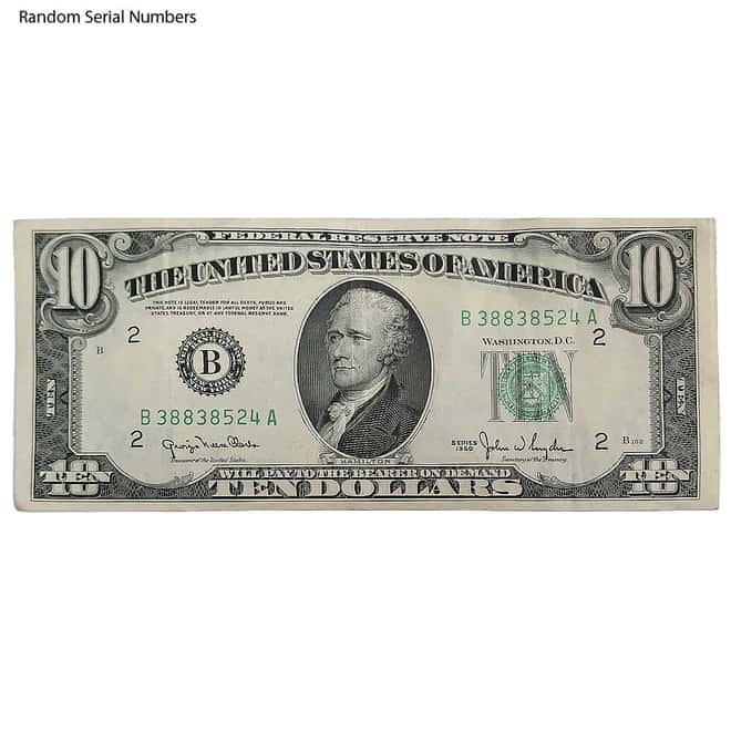1950 $10 Federal Reserve Currency Note United States Avg Circ