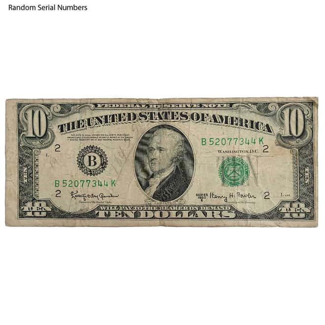 1950 $10 Federal Reserve Currency Note United States Cull