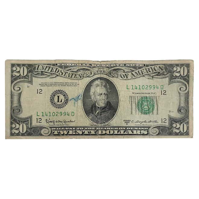 1950 $20 Federal Reserve Currency Note United States Cull